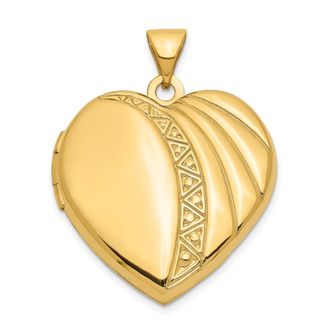 Diamond2Deal 14k Yellow Gold 21mm Heart Locket Pendant