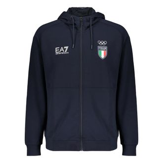 Emporio Armani Hooded Zip Sweatshirt - Heren - Sweatshirts & Hoodies - Blauw - Maat: M Katoen