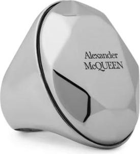 Alexander McQueen Rings, male, Gray, 58 MM, Faceted Stone Ring