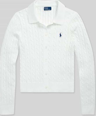 Polo Ralph Lauren Slim Fit Strickjacke aus reiner Baumwolle in Weiss, Gr&ouml;&szlig;e XL
