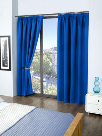 Emma Barclay Cali Pencil Pleat - Blue Woven Thermal Blackout Curtains - Width 90 x Drop 90 (229 x 229cm) - Emma Barclay | TJ Hughes