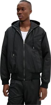 Bluemarble Pinstripe Hooded Jacket - Heren - Bomber jackets - Zwart - L - Wol - Jassen