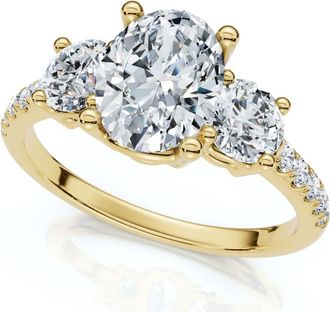 Pompeii3 1.60Ct Oval Diamond Engagement Ring 14k Gold Lab Grown With Side Stones