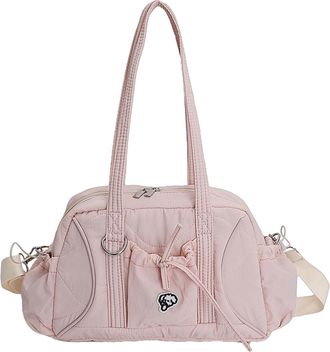 Generic Women Nylon Shoulder Bag Large Handbag Casual Tote Bags for Travel Dating (Pink)