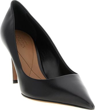 Dolce & Gabbana Womens Pointed Calfskin Pump Black Leather