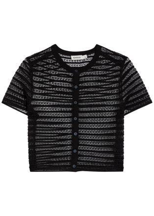 SIMKHAI Holli Textured Lace Cropped top - Black - S (UK8-10 / S)