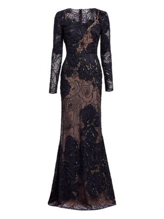 Elie Saab bead-embellished maxi dress - women - Silk/Organic Cotton/Viscose - 42 - Black