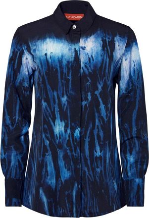 Altuzarra Chika Shibori-print silk shirt - women - Silk - 42 - Blue
