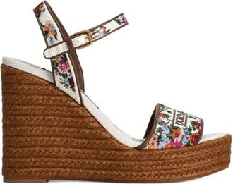 Dolce & Gabbana White Floral Logo Wedges