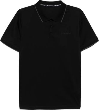 Karl Lagerfeld Polo in cotone con logo - Nero