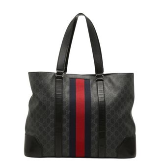 Gucci Black Gray Pvc Leather Tote Bag (Pre-Owned)