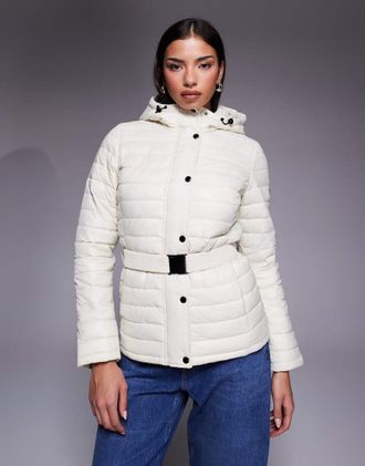 Barbour Jada - Piumino con cintura elastica color avorio-Bianco