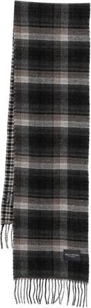 Marc O'Polo checked fringed scarf - Grijs
