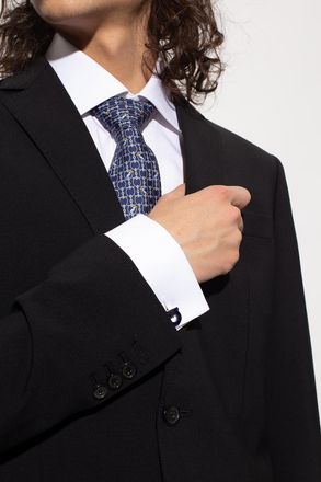 Ferragamo Logo-shaped Cuff Links, Mens, Silver