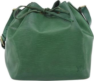 Louis Vuitton Petit Noe Monogram Canvas Green Leather Handbag (Pre-Owned)