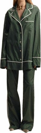 Marina Moscone Long Sleeve Satin Twill Top In Micro Floral Print