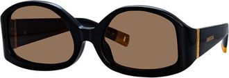 Jacquemus Sunglasses Geometric Full Rim, Shiny Black Frame And Brown Lens Jac/15C1