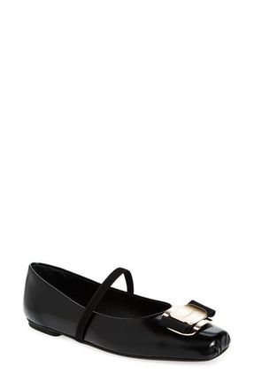 Ferragamo Zina Mary Jane Ballet Flat in Black at Nordstrom, Size 10.5