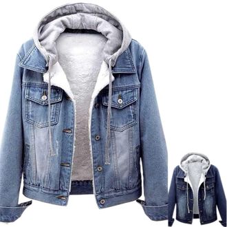Generic Womens Fleece Jackets Winter Hoodie Denim Button Down Coat with Pocket for Outdoor Activities Versatile and Stylish Perfect for Casual Wear and Cold W