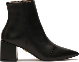 Kazar Zwarte leren laarzen met vierkante hak - Dames - Laarzen met Hak - Zwart - 37 EU - Leer - Schoenen