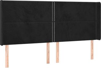 vidaXL Cabecero Con Orejas De Terciopelo Negro 163x16x118/128 Cm Vidaxl