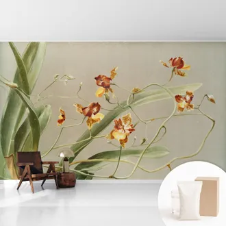 Tulup Tapete Vliestapete Mit Kleber Modern Wohnzimmer - Wanddeko Schlafzimmer - Tapete Mit Motiv Klassische Orchideen 416x254 Cm