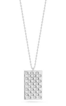 Glaze Jewelry Sterling Silver Checkered Tag Necklace