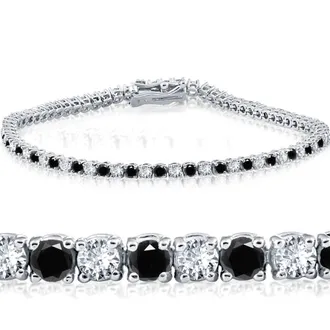 Pompeii3 2ct Black & White Diamond Tennis Bracelet 14K White Gold 7