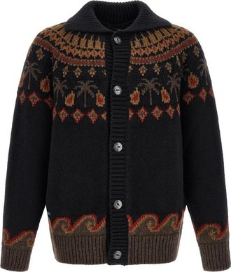 Alanui Black Relaxed Jacquard Cardigan
