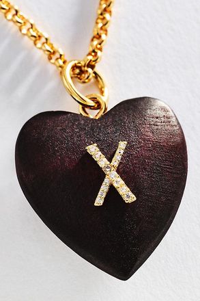 Timeless Pearly Wood Initial Pendant Necklace