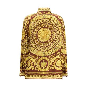 Versace Womens Bordeaux Silk Pattern Shirt