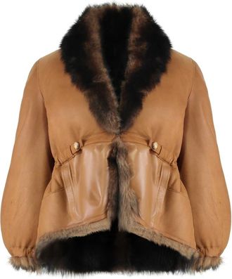 Fendi Coats - Dames - Leren en Su&egrave;de Jassen - Bruin - XS - Jassen