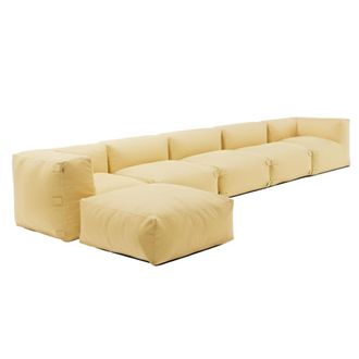 Oviala Sof&aacute; de esquina modular, 3 sillones, 2 &aacute;ngulos, 1 puff giallo chiaro