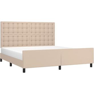 vidaXL Vidaxl - Estructura Cama Sin Colch&oacute;n Cuero Sint&eacute;tico Capuchino 160x200cm