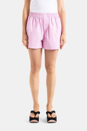 Balenciaga Womens Boxy Striped Pink Shorts