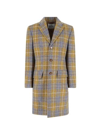 Vivienne Westwood Mustard Plaid Three-Button Tailored Coat