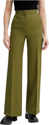 Paul Smith Broeken met persvouw - Dames - Wijde Broeken - Groen - W32 - Wol - Broeken