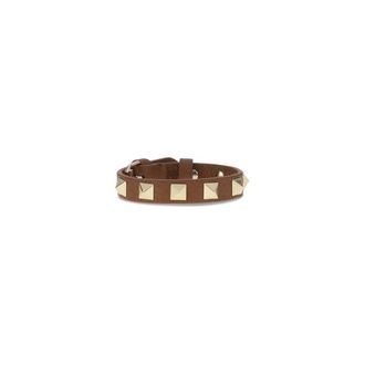 Valentino Garavani Bruine Leren en Metalen Armband