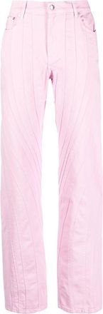 MUGLER spiral-seam trousers - women - Cotton/Elastane - 36 - Pink