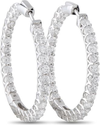 Luxury Bazaar 14K White Gold 10.20ct Diamond Inside-Out Hoop Earrings MF09-041726