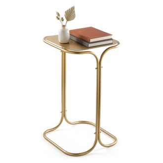Dmora Mesa De Caf&eacute; Perrero, Forma Cuadrada, Material De Metal, Color Dorado, 30x30x52h Cm Dorado