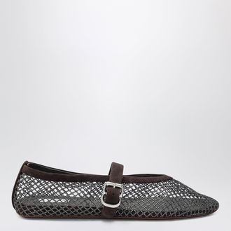 Alaia Ballerine flat in rete con strass color brun fum&eacute;