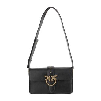 Pinko Love Birds Leren Schoudertas - Dames - Schoudertassen - Zwart - ONE Size - Leer - Tassen