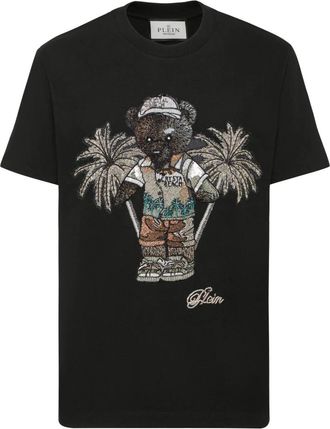 Philipp Plein Ronde Hals T-Shirt Teddybeer - Heren - T-shirts - Zwart - 4XL - Katoen - Tops