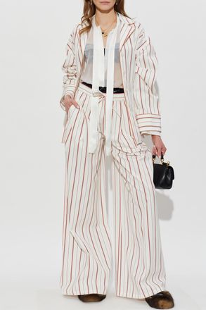 Dolce & Gabbana Striped Pattern Trousers, Womens, White