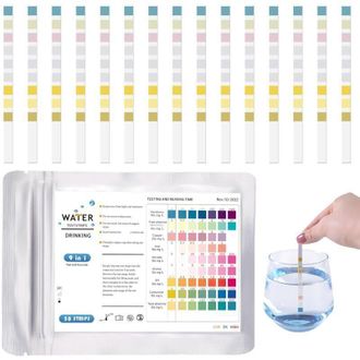 OEM Tiras Reactivas 9 En 1 Para Agua Potable (50 Unidades): Tiras Para Medir El Ph Del Agua De Piscinas Y Spas, Tiras Para Medir La Dureza Del Agua De Acu
