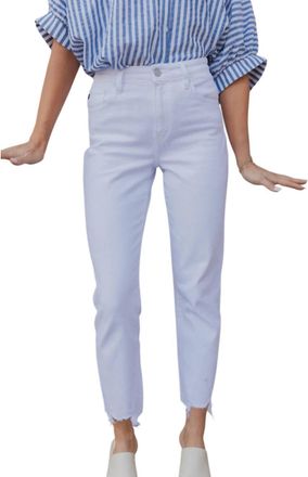 Kancan Rebecca Denim Fray Straight Leg Jeans In White