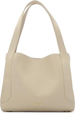 Kazar Tassen, Dames, Grijs, ONE Size, Leer, Lichtgrijze handtas met een unieke vorm