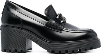 Hogan 70mm logo-plaque leather loafers - women - Leather - 35.5 - Black