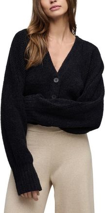 Barefoot Dreams CozyChic Lite Crop Cardigan in Black at Nordstrom, Size X-Small